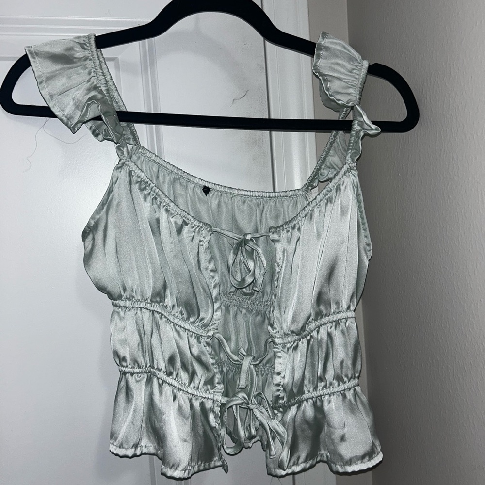 Silk Sea-foam green tie top!